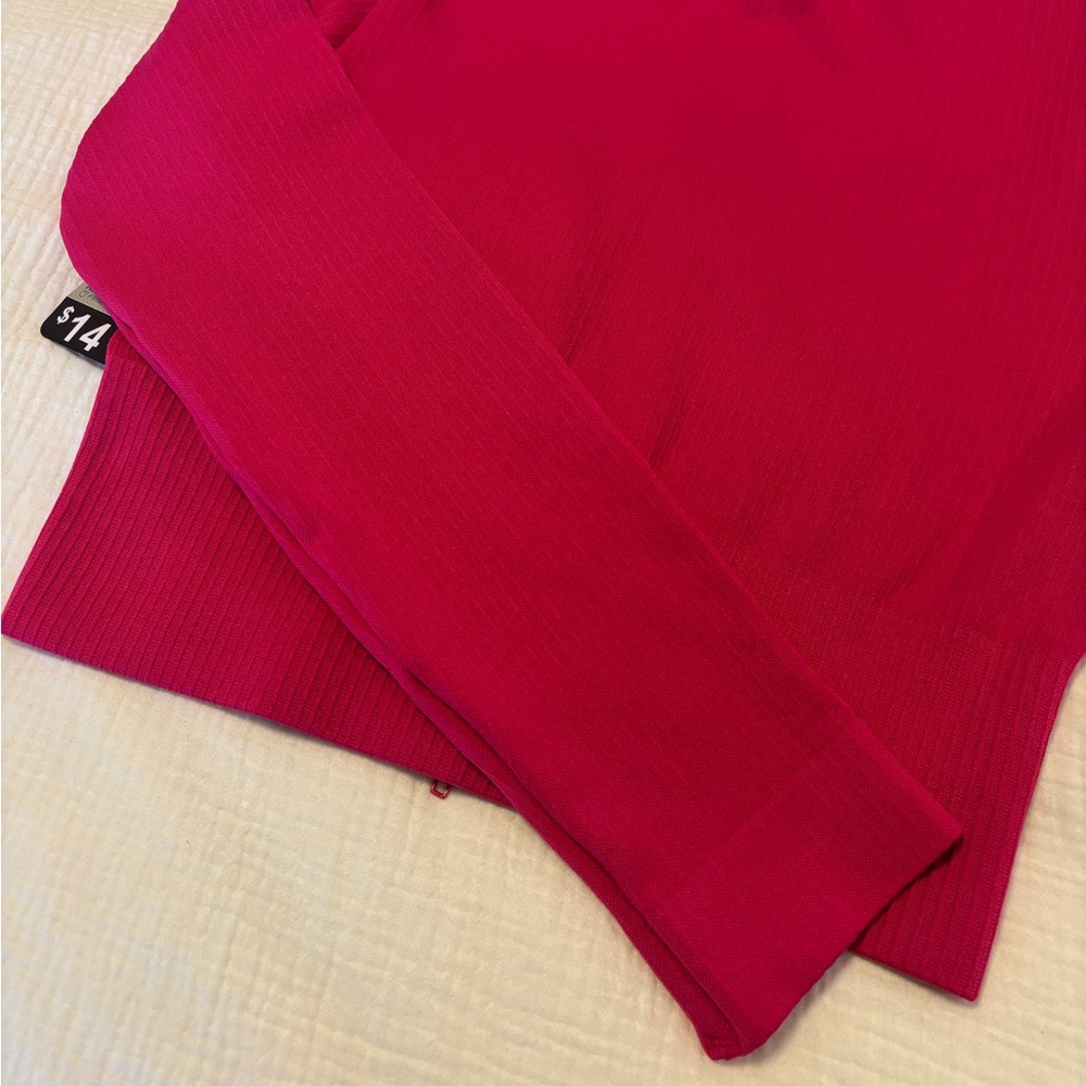 Hot Pink Ribbed Cropped Workout Jacket - Picture 14 of 14